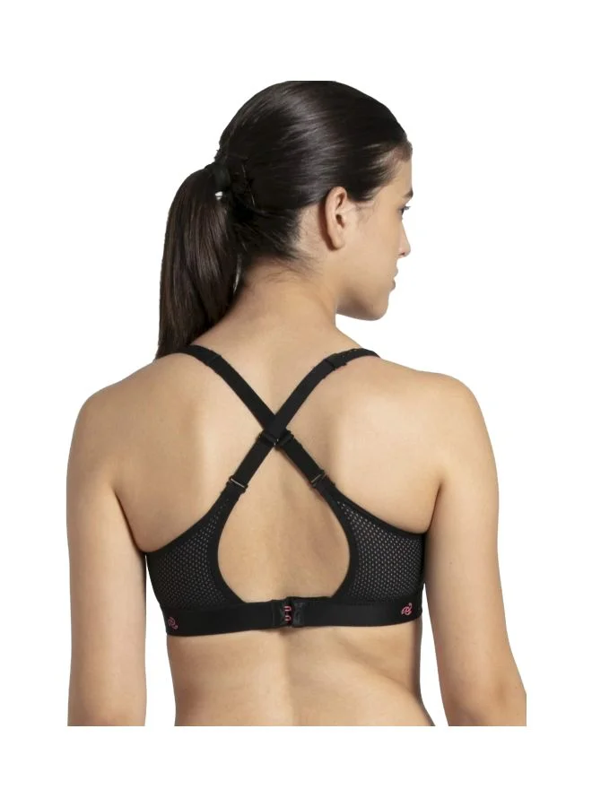 Jockey Black Melange AP21 Women Wire free Padded Tactile Nylon Elastane Stretch Full Coverage Optional Cross Back Styling Sports Bra with Stay Dry Treatment for Women | Best Price UAE