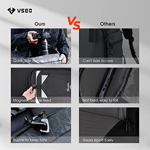VSGO 20L Professional Camera Backpack for DSLR/SLR, Compatible with Sony Canon Nikon Cameras, DJI RSC2 Gimbals, Tripod, 15.6" Laptop, Lenses & Accessories – Waterproof TPU Canvas, Travel & Outdoor Use - Image 4
