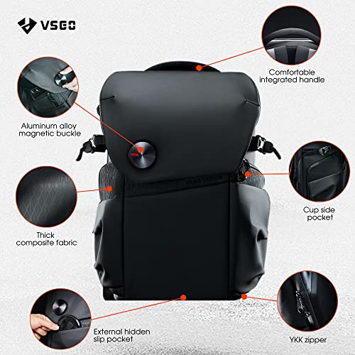 VSGO 20L Professional Camera Backpack for DSLR/SLR, Compatible with Sony Canon Nikon Cameras, DJI RSC2 Gimbals, Tripod, 15.6" Laptop, Lenses & Accessories – Waterproof TPU Canvas, Travel & Outdoor Use - Image 5