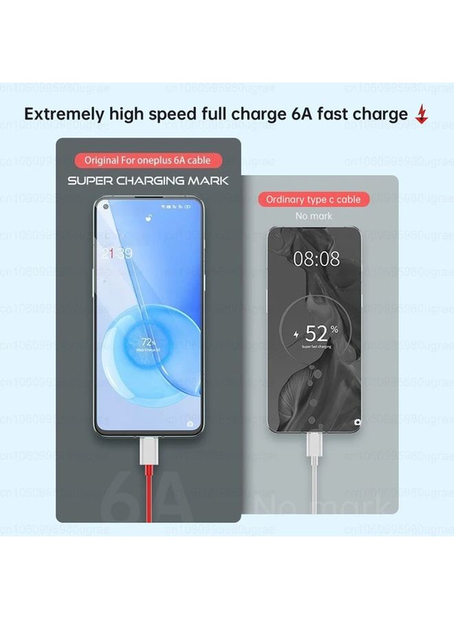 80W Fast Charging USB A To USB C Cable 39 37 Inch Supervooc Dash Warp Charge Cord - Image 4