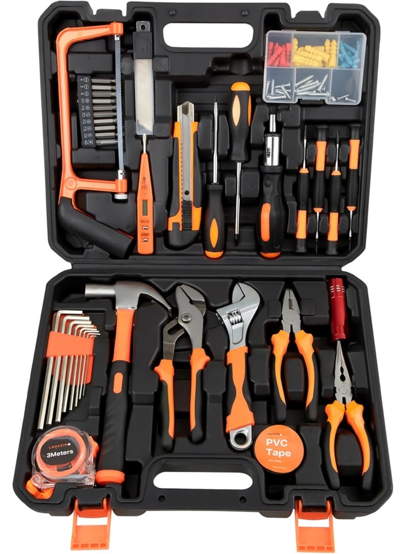 Halamine 100 Piece Tools Set， Heavy Duty Tool Set With Bag Multicolour 30cm，for Home Repairs DIY Furniture Assembly Electrical Work Carpentry Workshop - Image 1