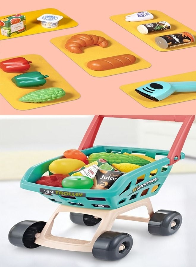 47pcs Home Pretend Supermarket Accessories With Trolley Role Play Set Toy For Kids 79*53*34 - Image 3