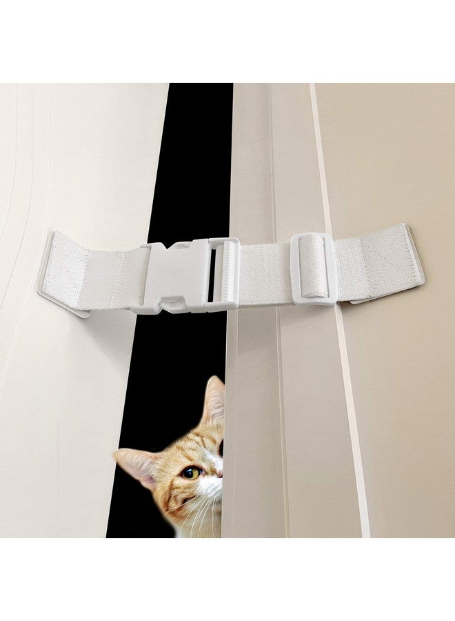 FresherAcc Child Proof Door Lock Latch With Adjustable Strap For Cat Litter Box Room Cats Enter Easily But No Kids (2 Packs) Reusable Baby Safety Lock Install In Seconds On Door Frame Only (White) - Image 1