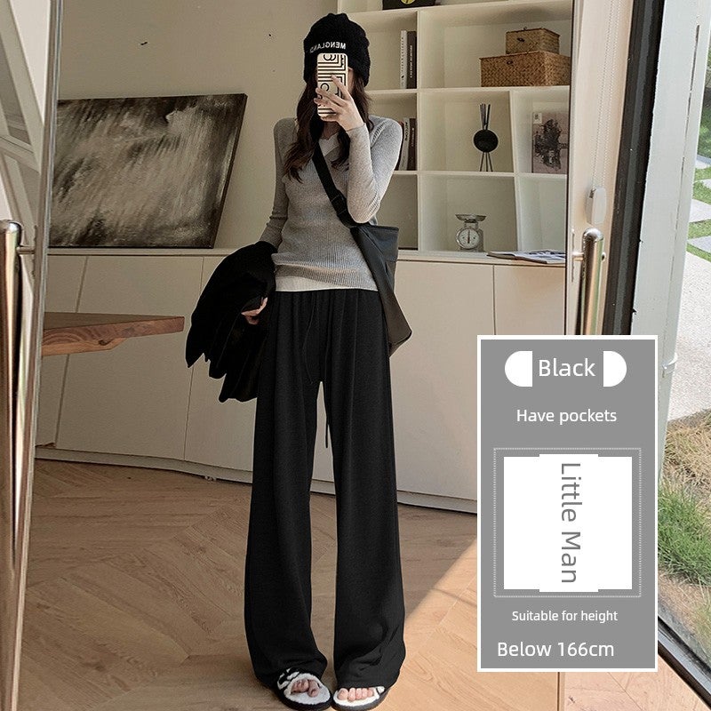 150 kg plus size chubby mm lazy relaxed loose bf style casual pants women's spring and autumn thin slim glutinous rice pants - Image 3