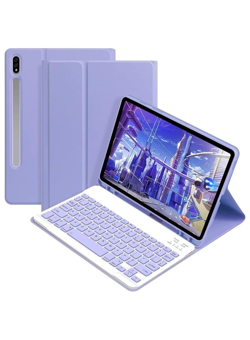 Keyboard Case Compatible with Samsung Galaxy Tab S9 FE Plus 2023 12.4 inch Slim PU Cover Detachable Wireless FE+ Tablet Pen Holder 