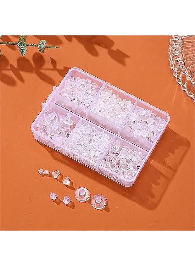 موكسو 600 قطعة م ظر الاقراط م الميكاكوز، مجموعة م 6 اماط م ال للاقراط السلكية ذات الخطاف المرصع، اغطية سدادات اقراط اعمة وشفافة، ديلة للاقراط - Image 4