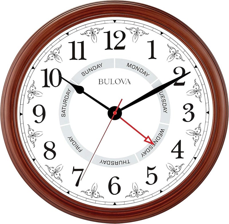 Bulova Daily Wall Clock, 18", Brown Cherry - Image 1