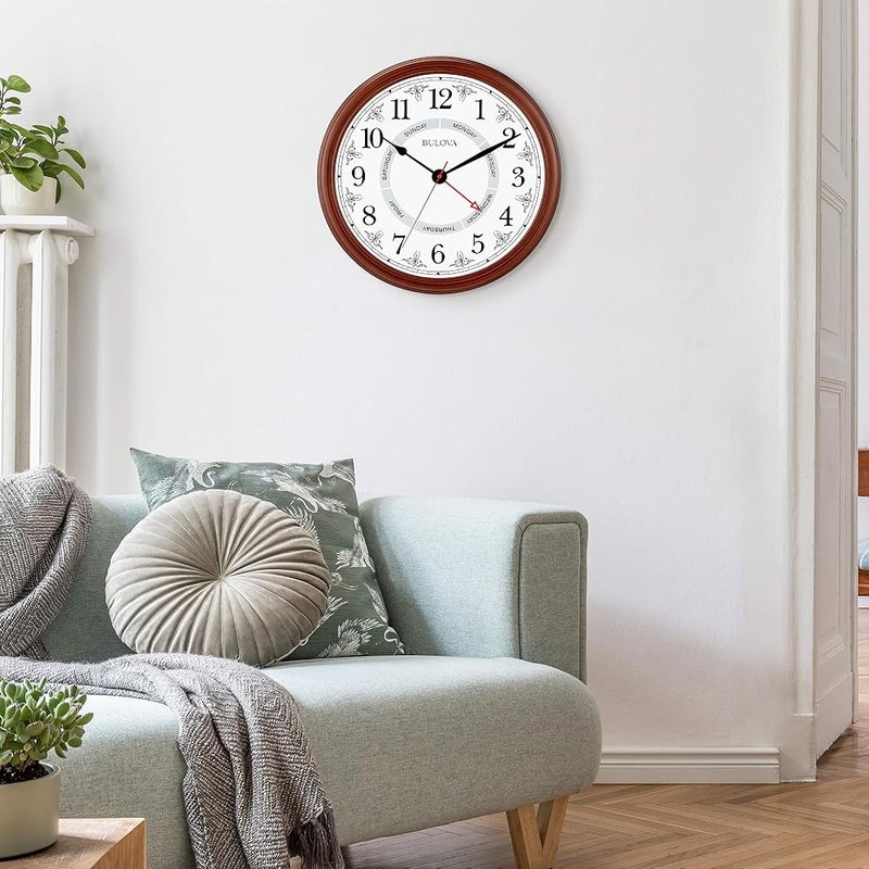 Bulova Daily Wall Clock, 18", Brown Cherry - Image 3