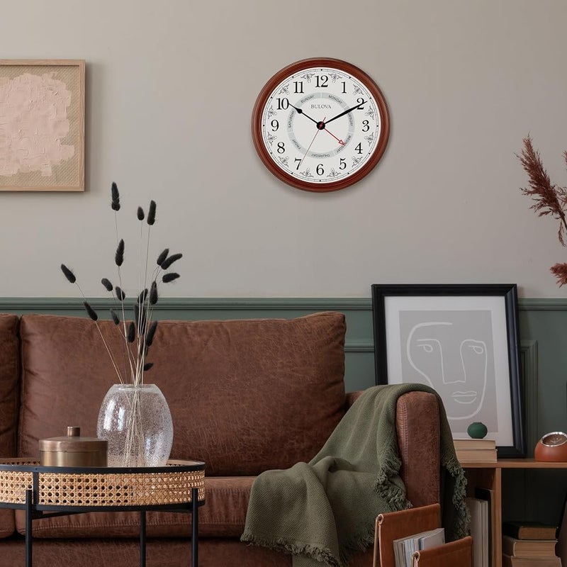 Bulova Daily Wall Clock, 18", Brown Cherry - Image 5