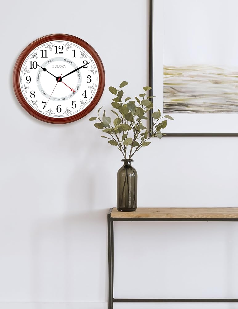 Bulova Daily Wall Clock, 18", Brown Cherry - Image 4