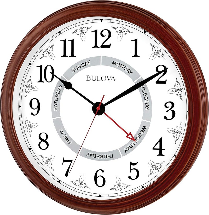 Bulova Daily Wall Clock, 18", Brown Cherry - Image 2