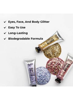 LAMEL 401 Insta Body Glitter Bomb Blue Silver Radiant & Glowing Skin Easy To Use & Longlasting Biodegradable Formula Body Highlighter For Women 20Ml  - Image 2