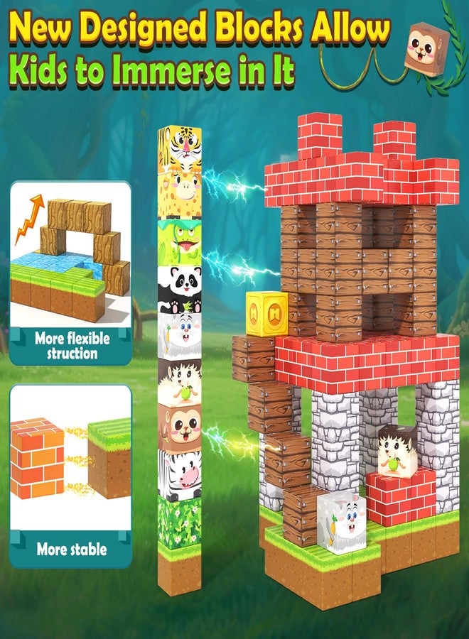 Toylogy 150PCS Magnetic Blocks-Build Mine Magnet World Animals Edition Building Toys for Boys & Girls Age 3-8, Magnetic Sensory Tiles, Ideal Building & Construction STEM Toys Gifts for Toddlers 3+ Years Old - Image 4