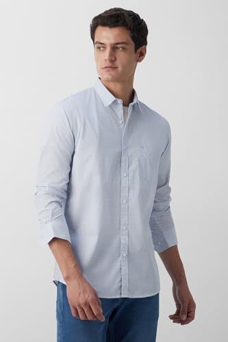 Peter England Men's Everyday Ditsy Print Slim Fit Full Sleeve Casual Shirt | 100% Cotton, Blue - Image 2