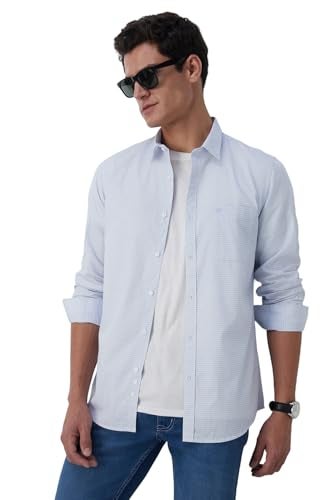 Peter England Men's Everyday Ditsy Print Slim Fit Full Sleeve Casual Shirt | 100% Cotton, Blue - Image 1