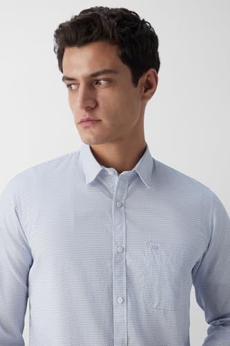 Peter England Men's Everyday Ditsy Print Slim Fit Full Sleeve Casual Shirt | 100% Cotton, Blue - Image 4