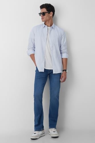 Peter England Men's Everyday Ditsy Print Slim Fit Full Sleeve Casual Shirt | 100% Cotton, Blue - Image 5