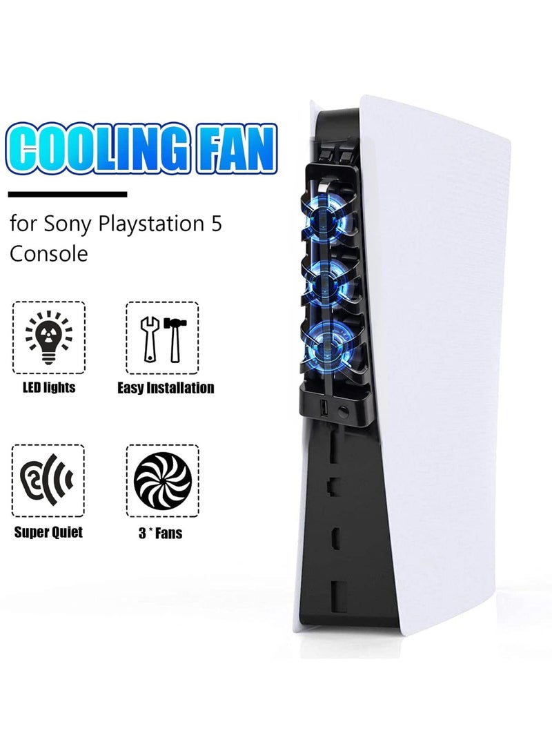 DOBE PS5 Cooling Fan External USB Cooler with LED Light PS5 Console Cooling Fan with Extra USB Port for Sony Playstation 5 Digital Edition/Ultra HD Console - Image 3