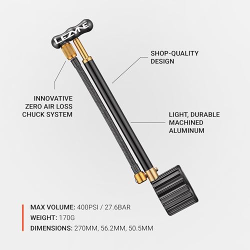 LEZYNE Shock Drive Bicycle Hand Pump, High Pressure 400 PSI Shock Pump, Portable Bike Pump, Mountain & Road Bikes - Image 3