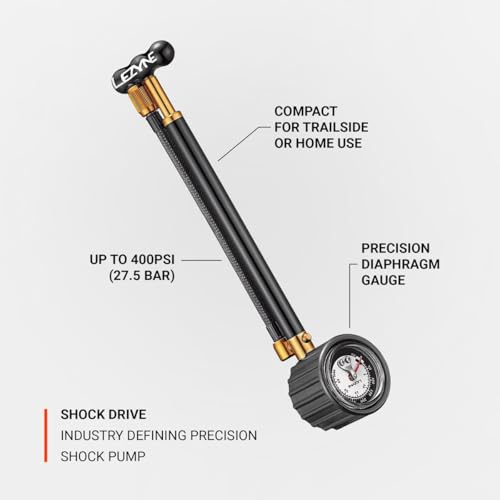 LEZYNE Shock Drive Bicycle Hand Pump, High Pressure 400 PSI Shock Pump, Portable Bike Pump, Mountain & Road Bikes - Image 2