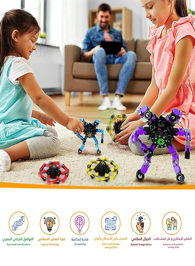 RATSAW 4Pcs Transformable Fidget Spinners Stress Relief Fingertip Gyros Sensory Toys Kids Adults - Image 3