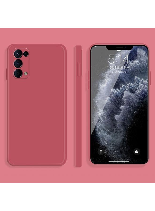 اس-توب جراب لهاتف OPPO Reno5 Pro بلون سادة من السيليكون السائل المقلد مع حافة مستقيمة وغطاء حماية كامل مقاوم للسقوط - Image 1