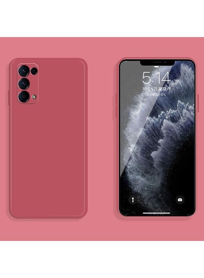 اس-توب جراب لهاتف OPPO Reno5 Pro بلون سادة من السيليكون السائل المقلد مع حافة مستقيمة وغطاء حماية كامل مقاوم للسقوط - Image 2