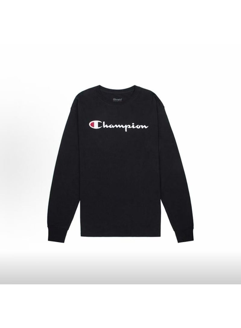 Champion Classic Script Logo Black Long‑Sleeve T‑Shirt Size L - Image 2