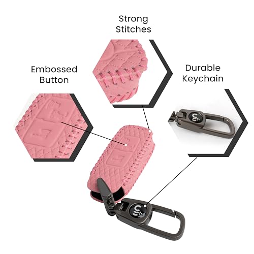 SHOPOFLUX Metal Key Cover Compatible with Honda Activa | Dio H-Smart (Leather pink) - Image 4