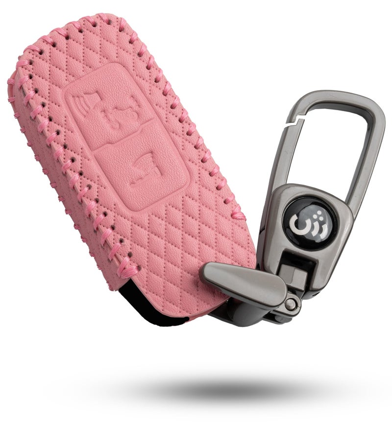 SHOPOFLUX Metal Key Cover Compatible with Honda Activa | Dio H-Smart (Leather pink) - Image 1