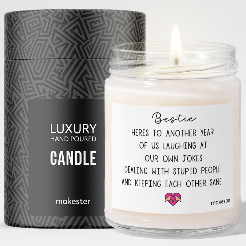 Makester Bestie Jokes Candle - Luxury Scented Soy Wax - Gift for Best Friend - Makester - Image 1