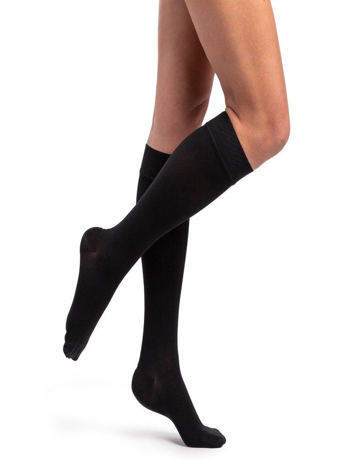 Sigvaris Dynaven 972 20-30 Women's Closed Toe Knee High Compression Stockings w/Grip Top Black ML - Image 1
