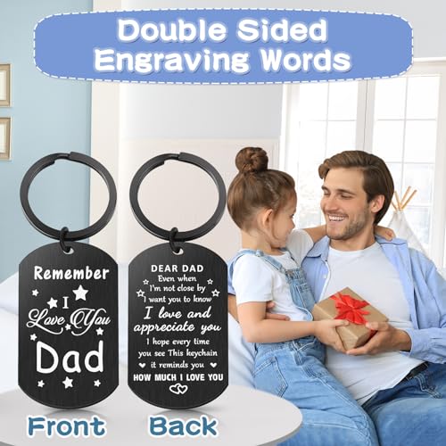 Keniot Father’s Day Gifts, Dad Birthday Gifts from Daughter Son, Double Side Remember I Love You Dad Keychain for Christmas Valentine's Day - Image 2