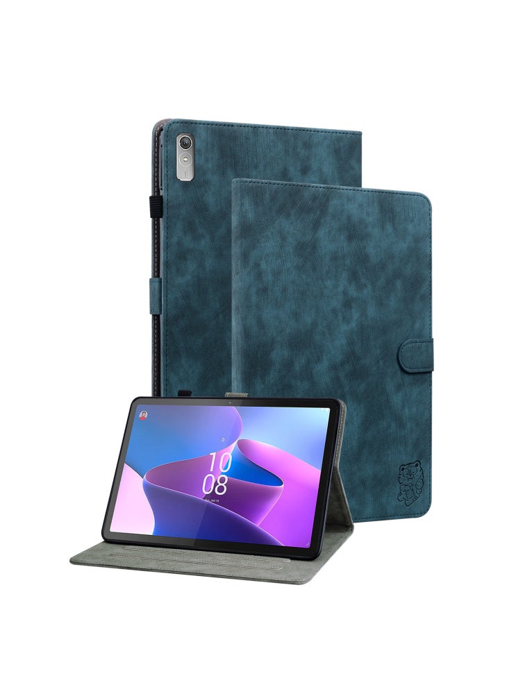 جراب جلدي من البولي يوريثان بتصميم نمر لطيف وغطاء واقٍ ذكي لجهاز Lenovo Tab P11 Gen 2 اللوحي - أزرق داكن - Image 1