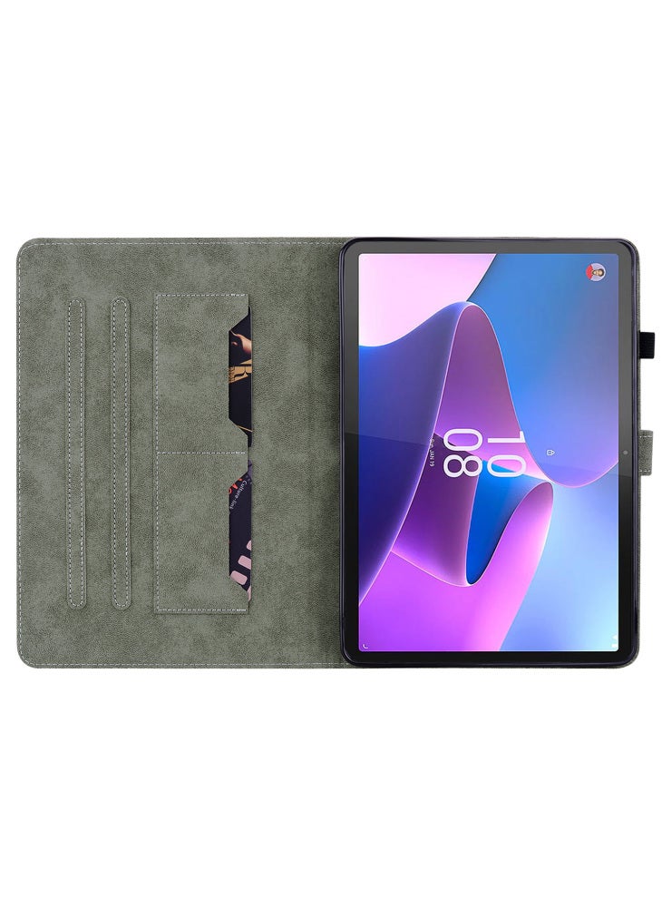 جراب جلدي من البولي يوريثان بتصميم نمر لطيف وغطاء واقٍ ذكي لجهاز Lenovo Tab P11 Gen 2 اللوحي - أزرق داكن - Image 2