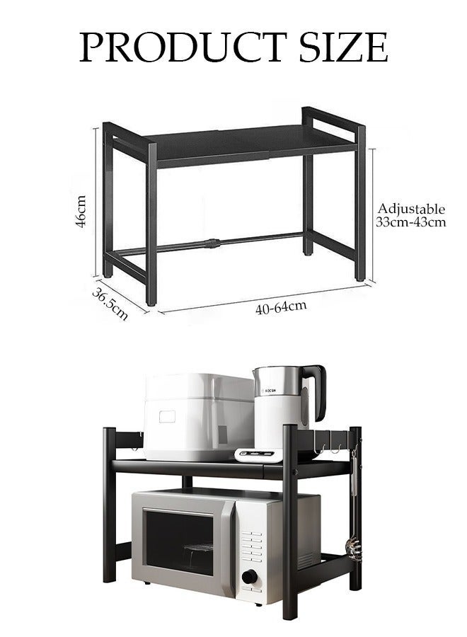 DUNISO Microwave Oven Rack, Microwave Oven Rack, Expandable Horizontal Extension Microwave Shelf, Toaster Stand Shelf for Kitchen Supplie Kitchen Counter Organizer for Toaster Oven Rice Cooker - Image 4
