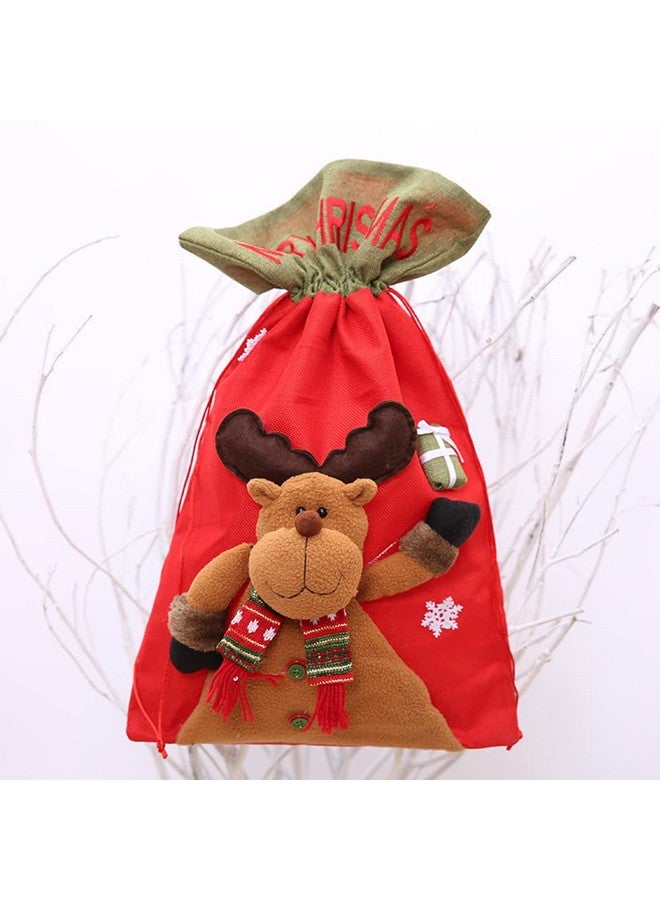 NaSeny 3D Fabric Christmas Gift Bags,22×13.8 Inch Drawstring Christmas Gift Bags Reusable Santa Sack Extra Large Christmas Tree Decorations Christmas Party Supplies (3Pcs) - Image 5
