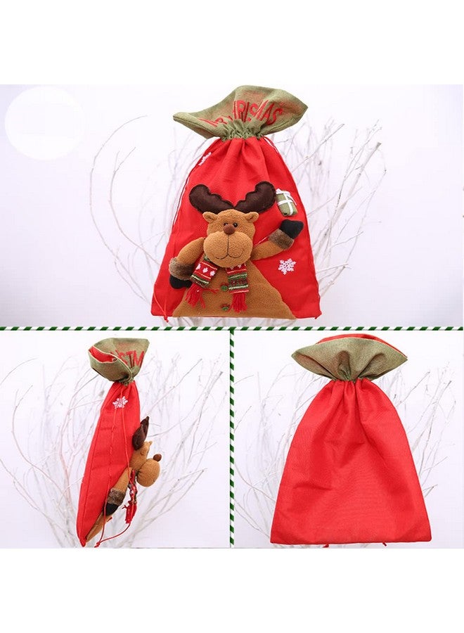 NaSeny 3D Fabric Christmas Gift Bags,22×13.8 Inch Drawstring Christmas Gift Bags Reusable Santa Sack Extra Large Christmas Tree Decorations Christmas Party Supplies (3Pcs) - Image 3