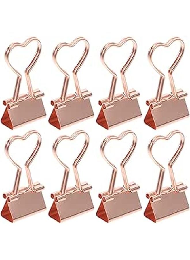 Rose Gold Mini Binder Clips 12 Pack Small Large Sizes for Office Paper Organizing - Image 1