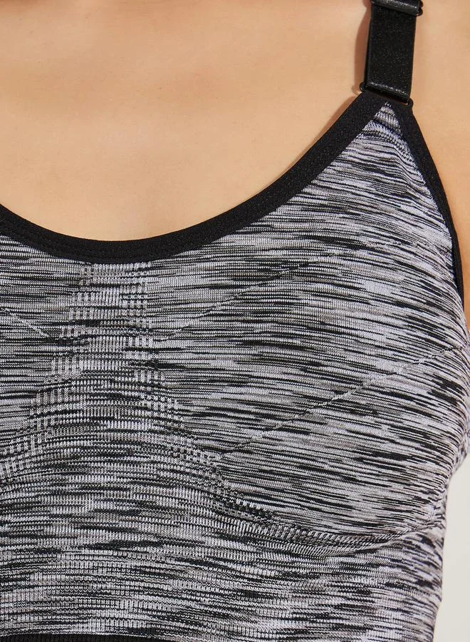 Styli Melange Peep Racerback Adjustable Straps Sports Bra