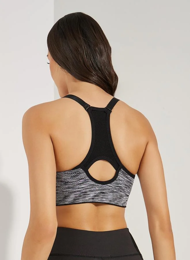Styli Melange Peep Racerback Adjustable Straps Sports Bra