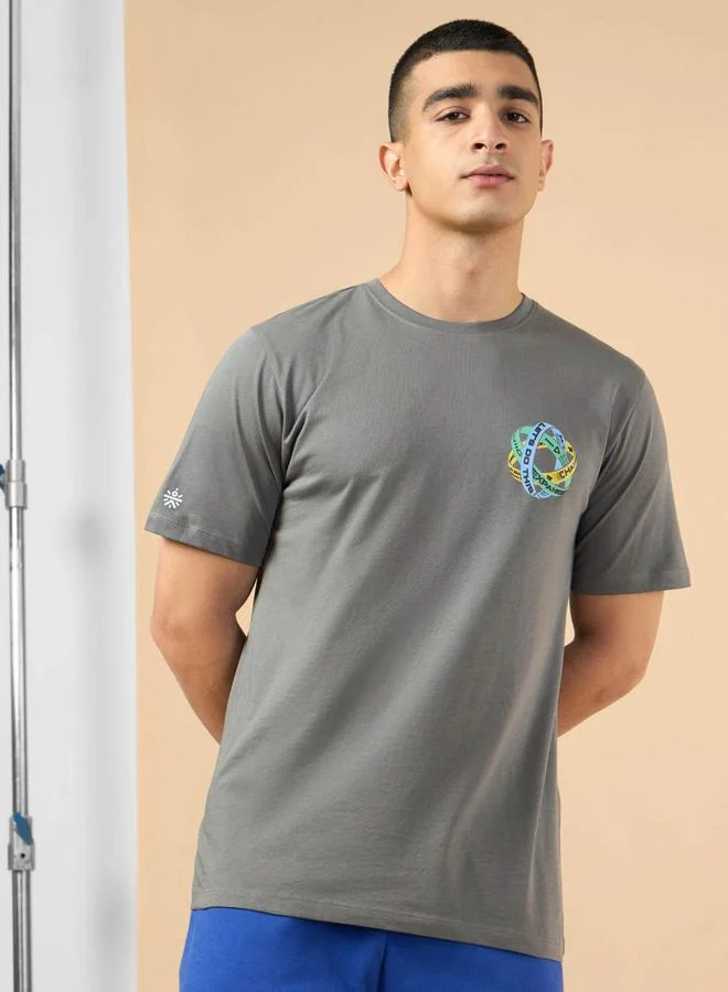 Cult Men Grey Graphic Print Short Sleeve T-Shirt