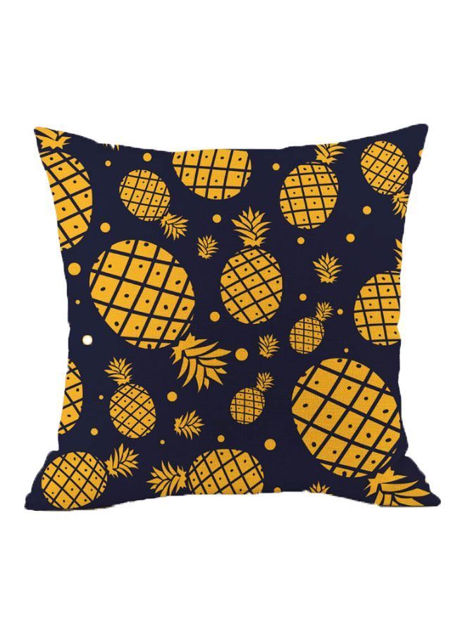 NIBEMINENT Pineapple Printed Cushion Cover Blue/Yellow 45x45cm
