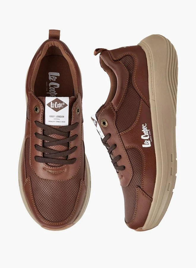 Men's Solid Lace-Up Sneakers with Pull Tabs