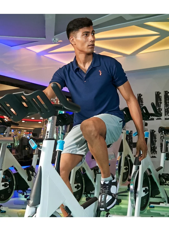 CS Life Men's Navy Blue Solid Polo Activewear T-Shirt For Casual Wear | Spread Collar | Short Sleeve | Anti-Odor | Dri-Fit | Jersey T-Shirt Crafted With Comfort Fit & High-Performance