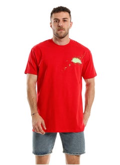 White Rabbit Side Printed Cotton Round Neck T-Shirt