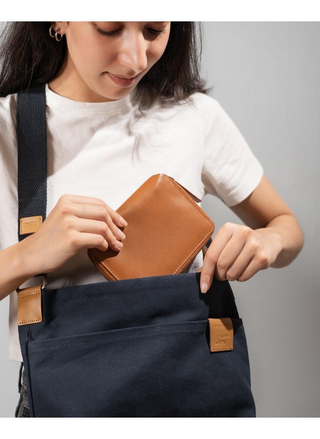 DailyObjects - DailyObjects Check-In Travel Passport Wallet Cover for Men and Women | Passport Cover with Zip Around Closure made of Vegan Leather | Passport Holder with Credit Debit Card Slots - Tan - Image 1