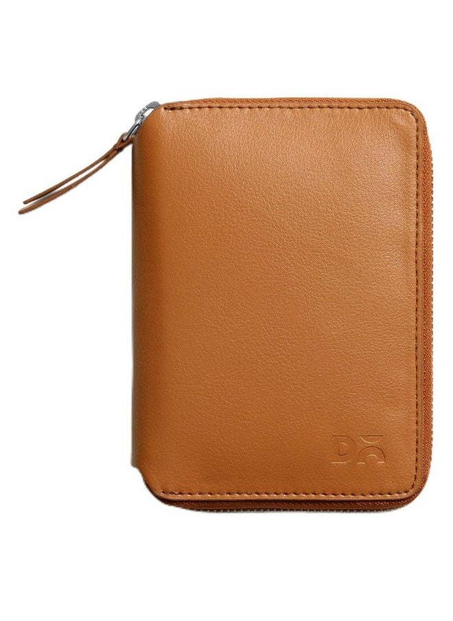 DailyObjects - DailyObjects Check-In Travel Passport Wallet Cover for Men and Women | Passport Cover with Zip Around Closure made of Vegan Leather | Passport Holder with Credit Debit Card Slots - Tan - Image 1
