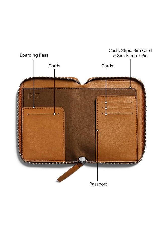 DailyObjects - DailyObjects Check-In Travel Passport Wallet Cover for Men and Women | Passport Cover with Zip Around Closure made of Vegan Leather | Passport Holder with Credit Debit Card Slots - Tan - Image 1