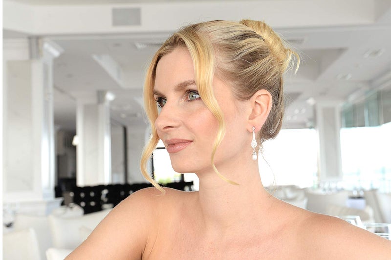 Mariell Cubic Zirconia Vintage Art Deco Dangle Earring with Freshwater Pearl Drops for Brides or Weddings - Image 5